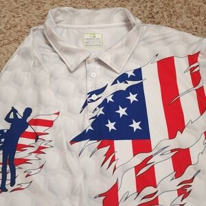 Obnoxious Golf USA Flag Mens XXXL‎ Short Sleeve Golf Polo Shirt